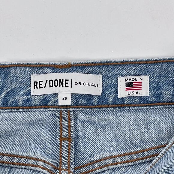 RE/DONE High Rise Loose Jeans Women’s 26 Bleach Destroy Distressed Denim - Picture 6 of 8